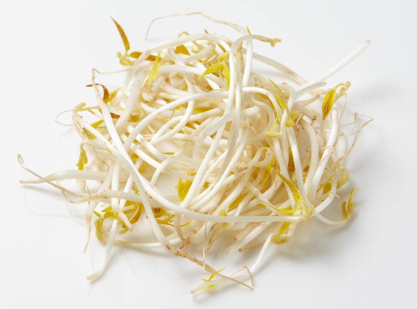Fresh mung bean sprouts with pale stems